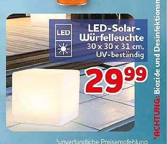 LED-Solar-Würfelleuchte 30 x 30 x 31 cm, UV-beständig