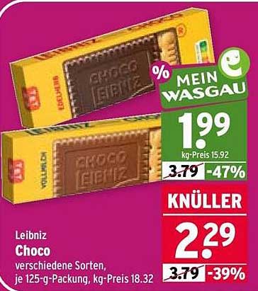 Leibniz Choco verschiedene Sorten, je 125-g-Packung, kg-Preis 18.32
