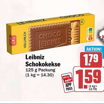 Leibniz Schokokekse 125 g Packung (1 kg = 14.30)
