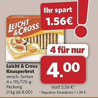 Leicht & Cross Knusperbrot versch. Sorten 4 x 115/125-g-Packung (1 kg ab 8.00)
