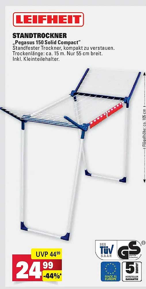 LEIFHEIT STANDTROCKNER „Pegasus 150 Solid Compact“