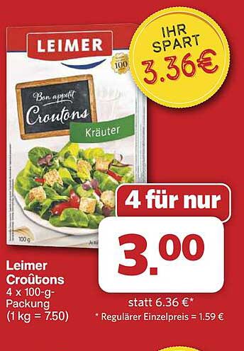 Leimer Croutons 4 x 100-g-Packung (1 kg = 7.50)