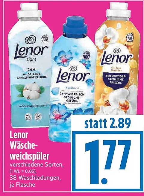 Lenor Wäsche-weichspüler verschiedene Sorten, 38 Waschladungen, je Flasche