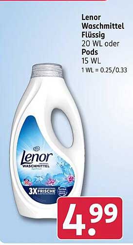 Lenor Waschmittel Flüssig 20 WL oder Pods 15 WL