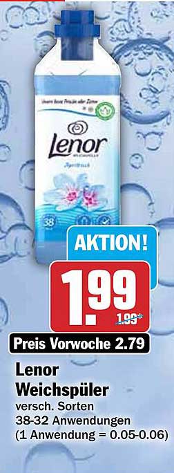 Lenor Weichspüler versch. Sorten 38-32 Anwendungen (1 Anwendung = 0.05-0.06)