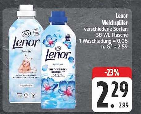 Lenor Weichspüler verschiedene Sorten 38 Waschgänge 1 Wasladung = 0,06 n. G.: 2,59