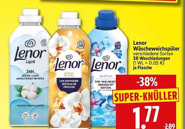 Lenor Weichspüler verschiedene Sorten 38 Waschladungen