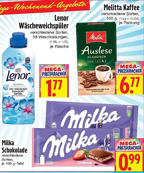 Lenor Weichspüler verschiedene Sorten, 38 Waschladungen, je Flasche