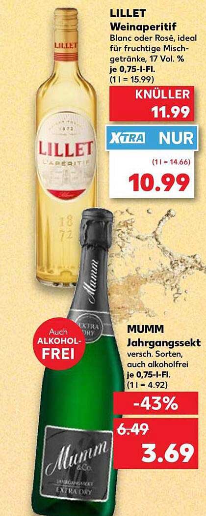 LILLET Weinaperitif Blanc oder Rosé, ideal für fruchtige Mischgetränke, 17 Vol.% je 0,75-l-Fl. (1 l = 15.99)