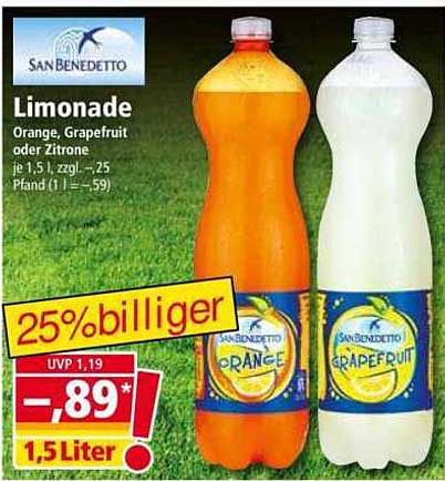 Limonade Orange, Grapefruit oder Zitrone