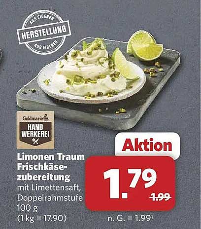 Limonen Traum Frischkäse zubereitung mit Limettensaft. Doppelrahmstufe 100 g