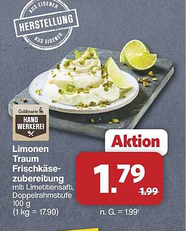 Limonen Traum Frischkäsezubereitung mit Limettensaft, Doppelrahmstufe 100 g (1 kg = 17.90)