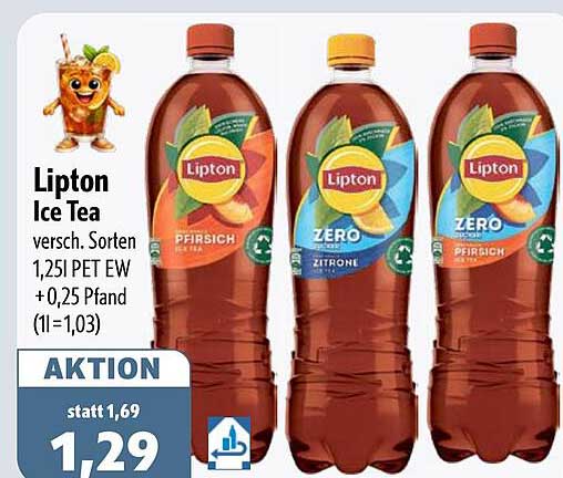 Lipton Ice Tea versch. Sorten 1,25l PET EW +0,25 Pfand (1l=1,03)