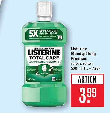 Listerine Mundspülung Premium versch. Sorten, 500 ml (1 l = 7,98)