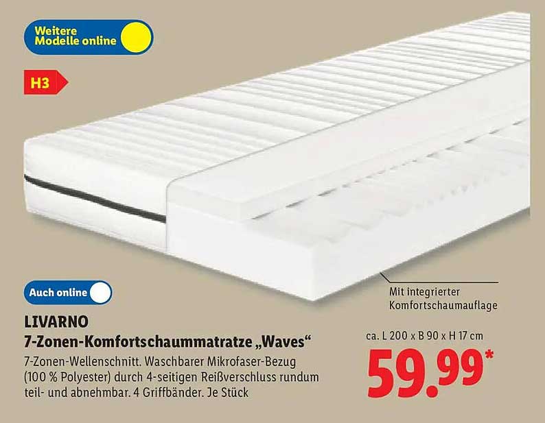 LIVARNO 7-Zonen-Komfortschaummatratze „Waves“