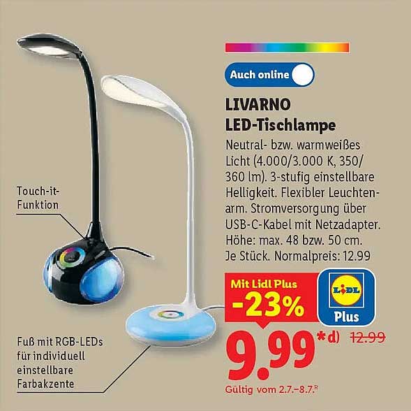 LIVARNO LED-Tischlampe