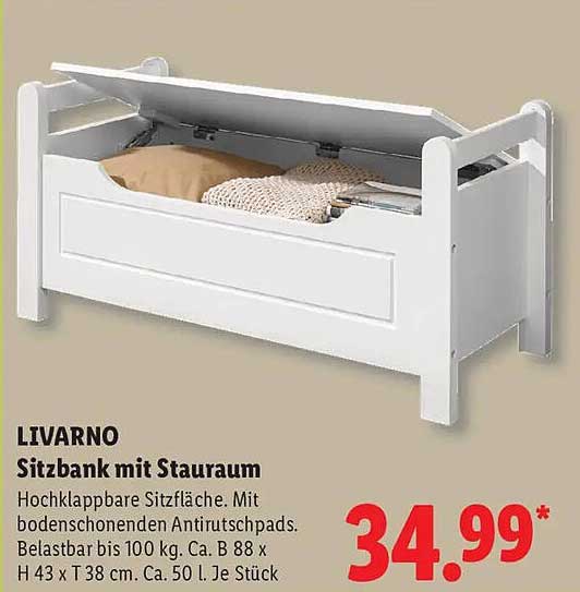 LIVARNO Sitzbank mit Stauraum