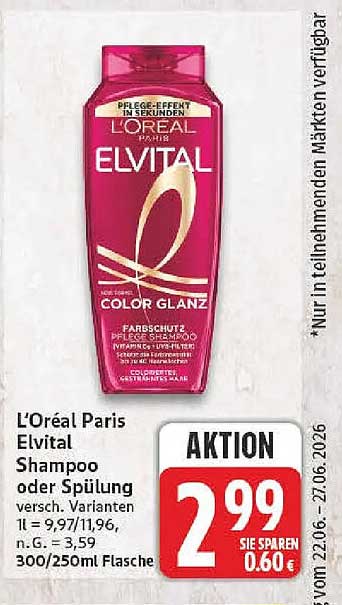 L’Oréal Paris Elvital Shampoo oder Spülung
