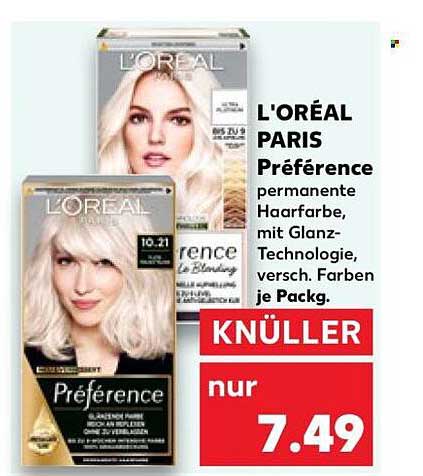 L'ORÉAL PARIS Préférence permanente Haarfarbe, mit Glanz-Technologie, versch. Farben je Packg.