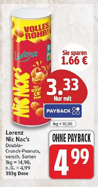 Lorenz Nic Nac's Double-Crunch-Peanuts, versch. Sorten 333g Dose