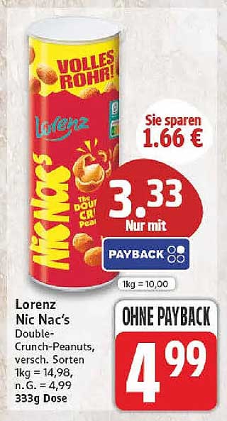 Lorenz Nic Nac's Double-Crunch-Peanuts, versch. Sorten 333g Dose