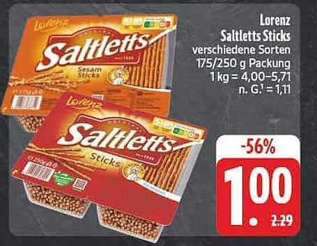 Lorenz Saltletts Sticks verschiedene Sorten 175/250 g Packung