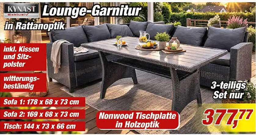 Lounge-Garnitur in Rattanoptik