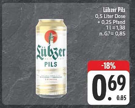 Lübzer Pils 0,5 Liter Dose + 0,25 Pfand