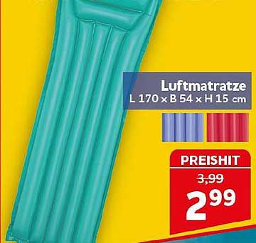 Luftmatratze L 170 x B 54 x H 15 cm