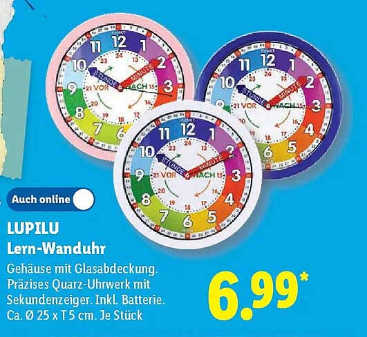 LUPILU Lern-Wanduhr