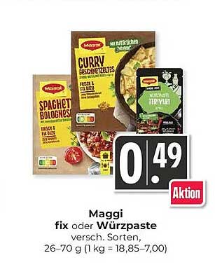 Maggi fix oder Würzpaste versch. Sorten, 26–70 g (1 kg = 18,85–7,00)