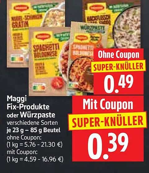 Maggi Fix-Produkte oder Würzpaste verschiedene Sorten je 23 g – 85 g Beutel
