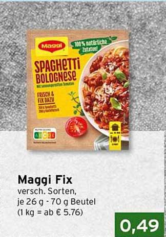 Maggi Fix versch. Sorten, je 26 g - 70 g Beutel (1 kg = ab € 5.76)