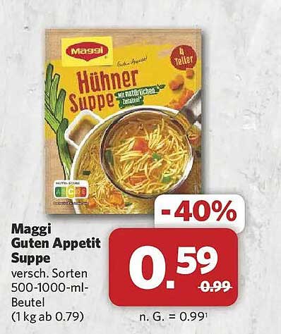 Maggi Guten Appetit Suppe versch. Sorten 500-1000-ml-Beutel (1 kg ab 0.79)