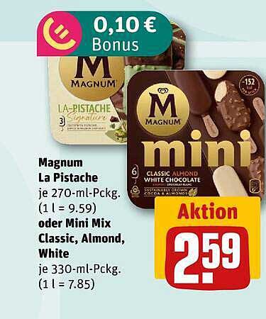 Magnum La Pistache je 270-mL-Pckg. (1 l = 9.59) oder Mini Mix Classic, Almond, White je 330-mL-Pckg. (1 l = 7.85)