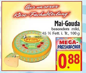 Mai-Gouda besonders mild, 45 % Fett i. Tr., 100 g