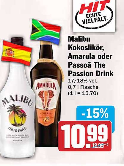 Malibu Kokoslikör, Amarula oder Passoã The Passion Drink