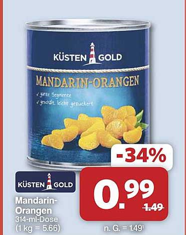 Mandarin-Orangen 314-ml-Dose (1 kg = 5,66)