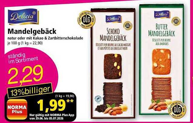 Mandelgebäck natur oder mit Kakao & Zartbitterschokolade