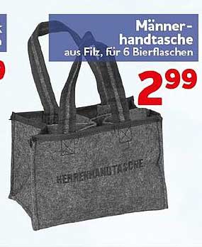Männer-handtasche aus Filz, für 6 Bierflaschen