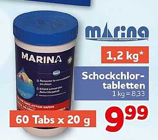 Marina Schockchlor-tabletten 1,2 kg*