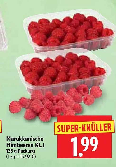 Marokkanische Himbeeren Kl I 125 g Packung (1 kg = 15.92 €)
