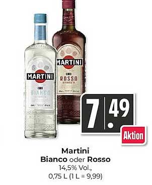 Martini Bianco oder Rosso 14,5% Vol., 0,75 l (1 l = 9,99)