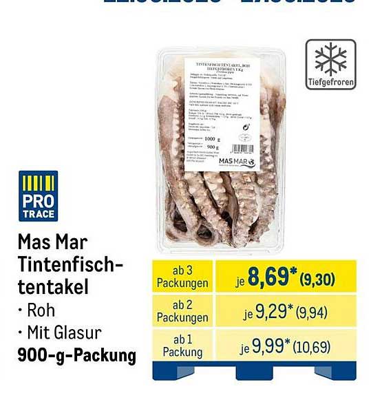 Mas Mar Tintenfischtentakel - Roh - Mit Glasur 900-g-Packung