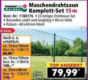 Maschendrahtzaun Komplett-Set 15 m