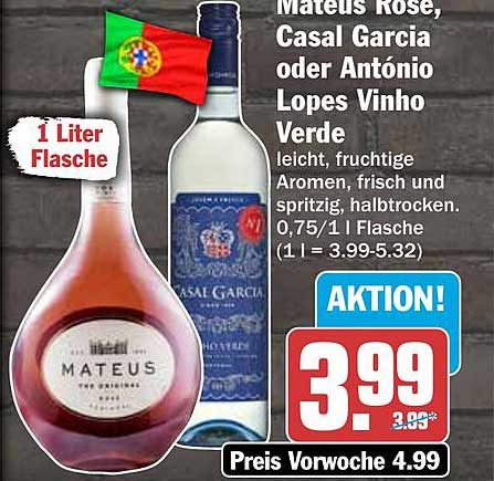 Mateus Rosé, Casal Garcia oder António Lopes Vinho Verde