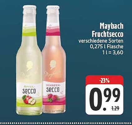 Maybach Fruchtsecco verschiedene Sorten 0,275 l Flasche 1 l = 3,60