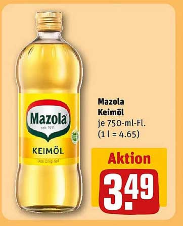 Mazola Keimöl je 750-ml-Fl. (1 l = 4.65)
