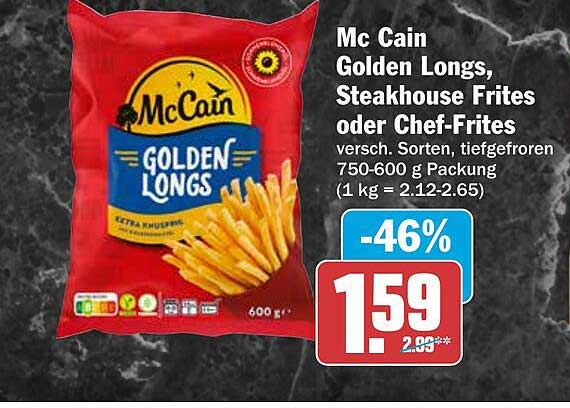 Mc Cain Golden Longs, Steakhouse Frites oder Chef-Frites