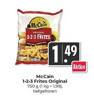 McCain 1-2-3 Frites Original 750 g (1 kg = 1,99), tiefgefroren